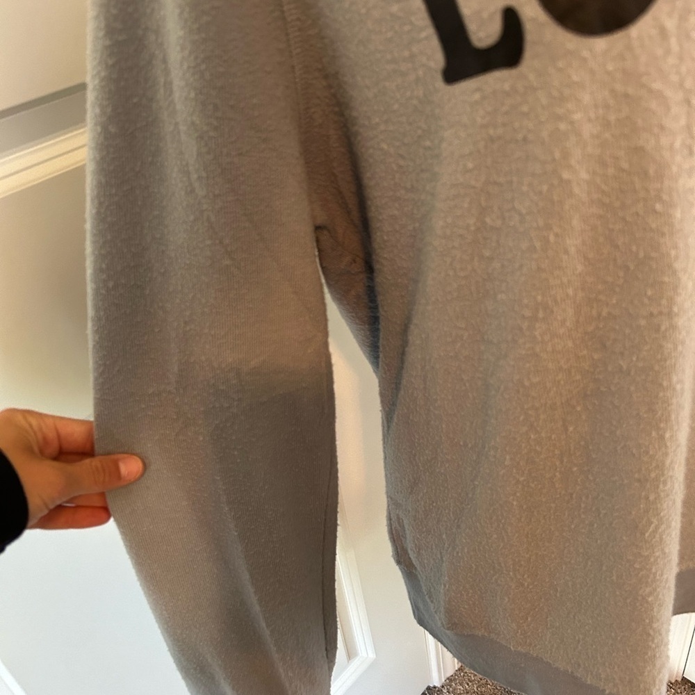 Light blue “loved” graphic crew neck long sleeve sweater top - Picture 3 of 6